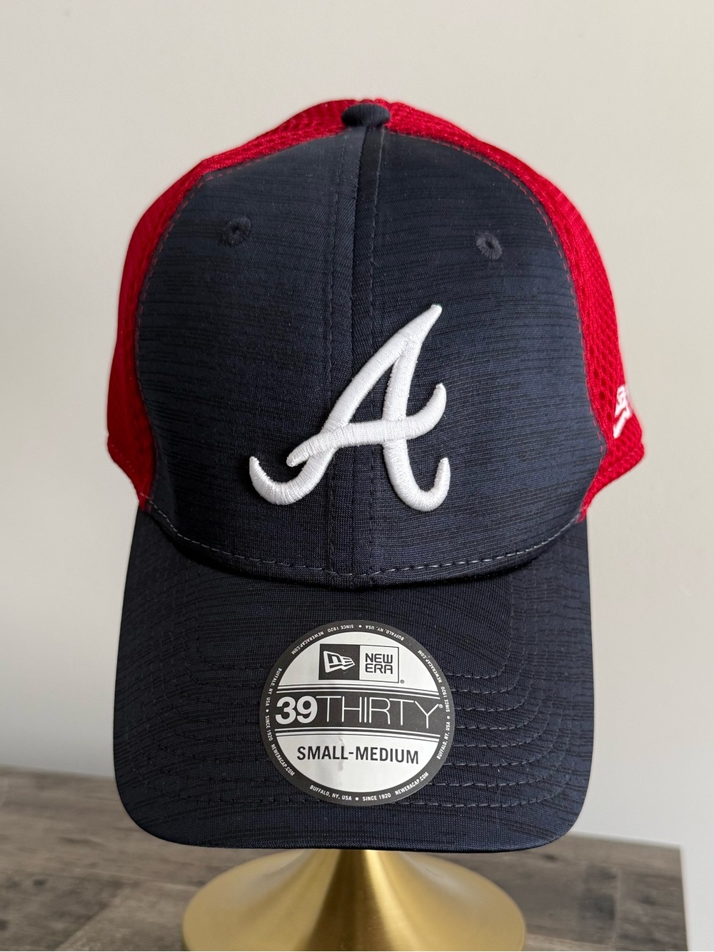 NWT New Era navy and red Atlanta 'A' Stretch-Fit Baseball Cap